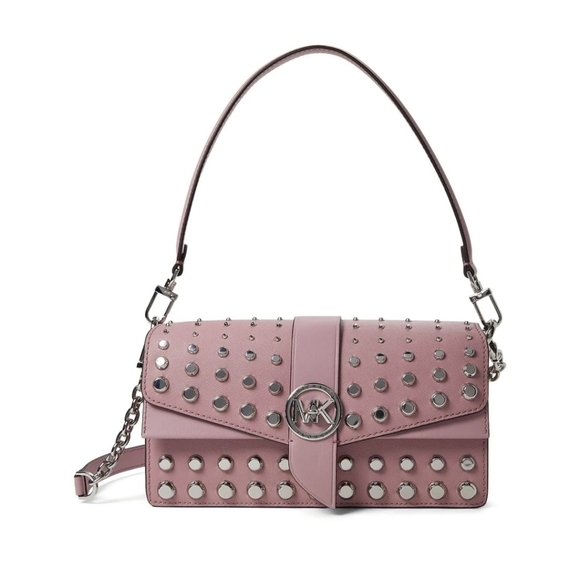 🔹️ Michael Kors Greenwich Medium royal pink stud Convertible Shoulder bag ✨️🩷 - Picture 1 of 9